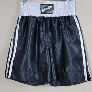 FARABI Black And White Fight Wear Boxing Shorts Sz L